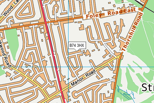 Manor Primary School map (B74 3HX) - OS VectorMap District (Ordnance Survey)