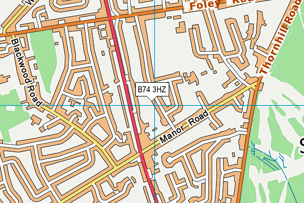 B74 3HZ map - OS VectorMap District (Ordnance Survey)