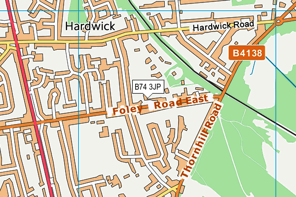 B74 3JP map - OS VectorMap District (Ordnance Survey)