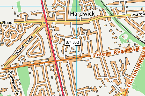 B74 3JQ map - OS VectorMap District (Ordnance Survey)