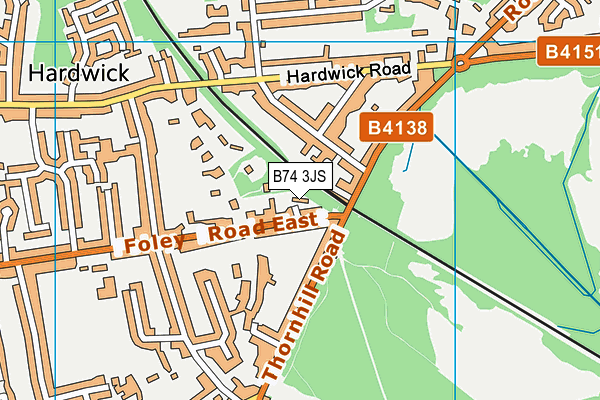 B74 3JS map - OS VectorMap District (Ordnance Survey)