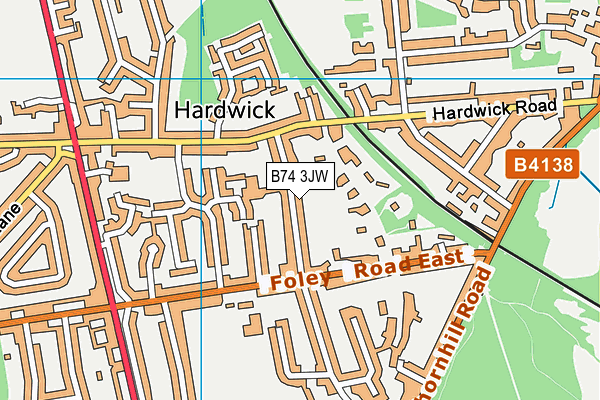 B74 3JW map - OS VectorMap District (Ordnance Survey)