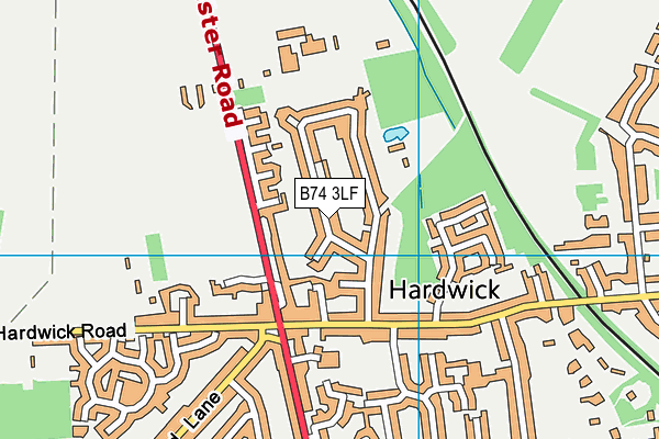B74 3LF map - OS VectorMap District (Ordnance Survey)