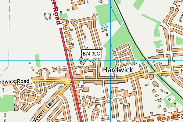 B74 3LG map - OS VectorMap District (Ordnance Survey)