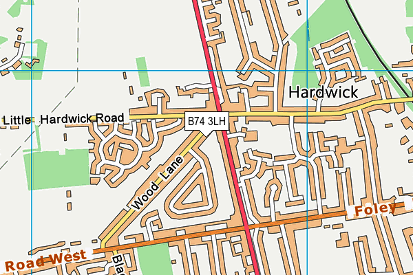 B74 3LH map - OS VectorMap District (Ordnance Survey)