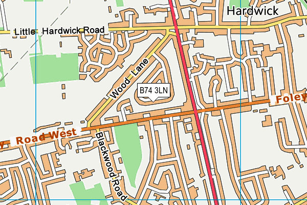 B74 3LN map - OS VectorMap District (Ordnance Survey)