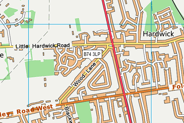 B74 3LP map - OS VectorMap District (Ordnance Survey)