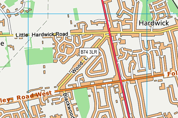 B74 3LR map - OS VectorMap District (Ordnance Survey)
