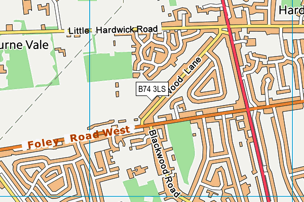 B74 3LS map - OS VectorMap District (Ordnance Survey)