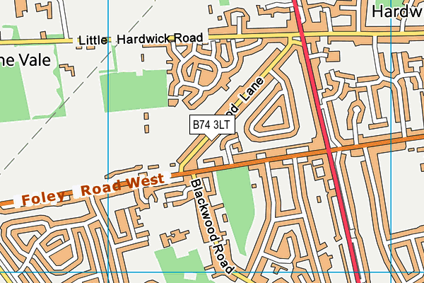 B74 3LT map - OS VectorMap District (Ordnance Survey)