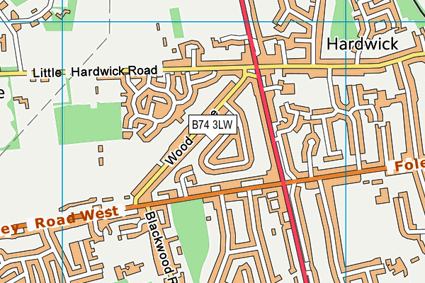 B74 3LW map - OS VectorMap District (Ordnance Survey)