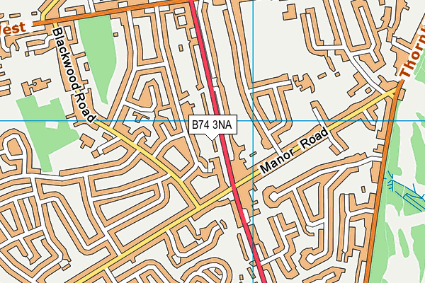 B74 3NA map - OS VectorMap District (Ordnance Survey)