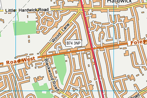 B74 3NP map - OS VectorMap District (Ordnance Survey)
