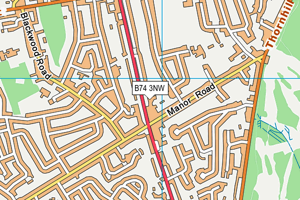 B74 3NW map - OS VectorMap District (Ordnance Survey)