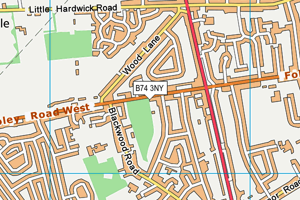 B74 3NY map - OS VectorMap District (Ordnance Survey)
