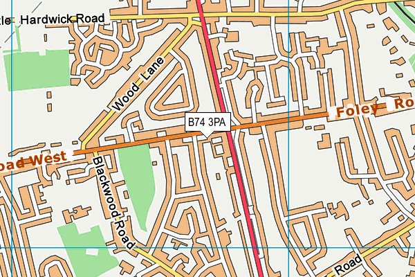 B74 3PA map - OS VectorMap District (Ordnance Survey)