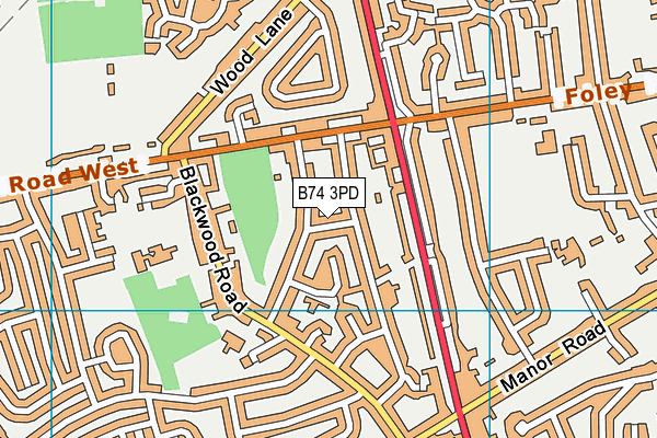 B74 3PD map - OS VectorMap District (Ordnance Survey)