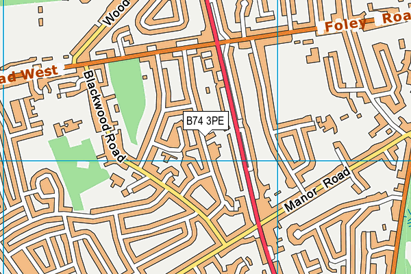 B74 3PE map - OS VectorMap District (Ordnance Survey)