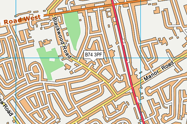 B74 3PF map - OS VectorMap District (Ordnance Survey)
