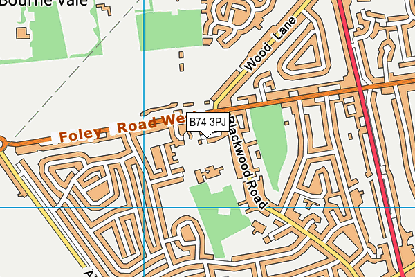 B74 3PJ map - OS VectorMap District (Ordnance Survey)