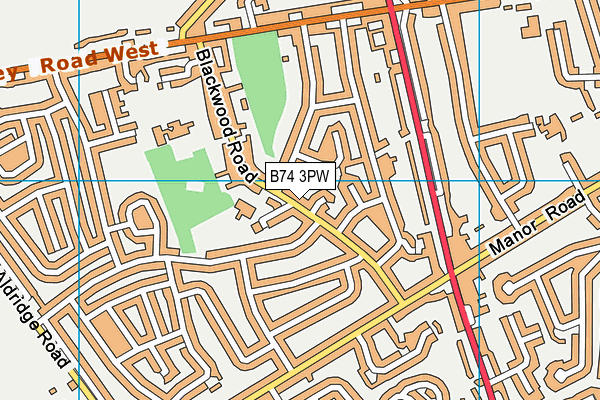 B74 3PW map - OS VectorMap District (Ordnance Survey)