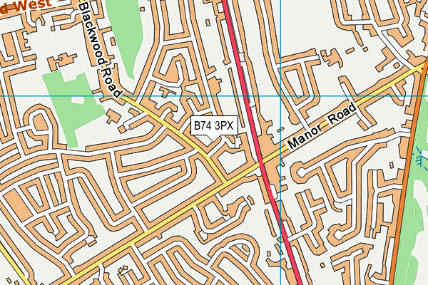 B74 3PX map - OS VectorMap District (Ordnance Survey)