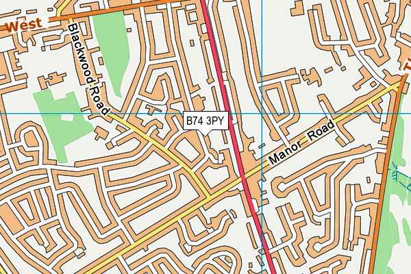 B74 3PY map - OS VectorMap District (Ordnance Survey)