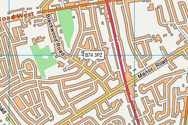 B74 3PZ map - OS VectorMap District (Ordnance Survey)