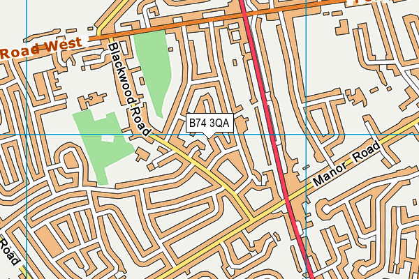 B74 3QA map - OS VectorMap District (Ordnance Survey)