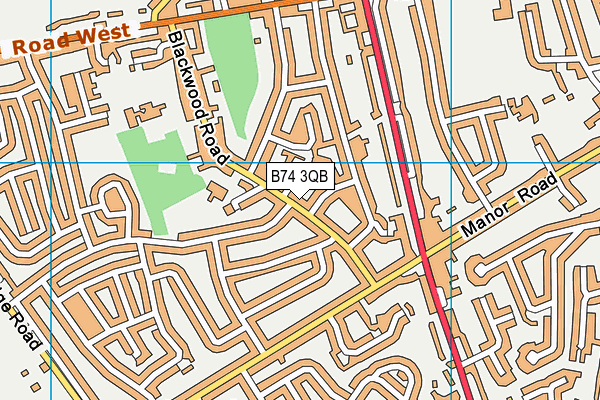 B74 3QB map - OS VectorMap District (Ordnance Survey)