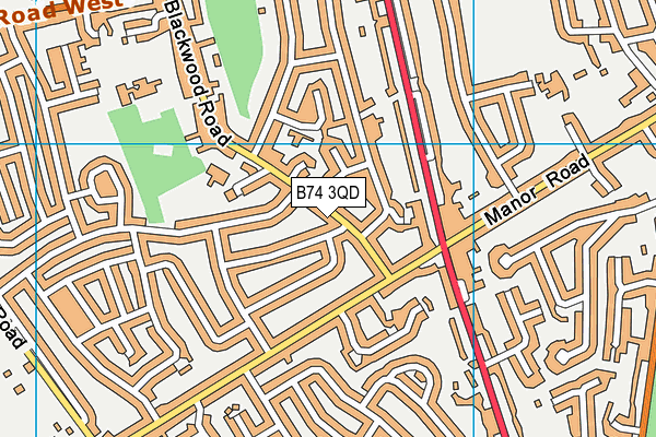 B74 3QD map - OS VectorMap District (Ordnance Survey)