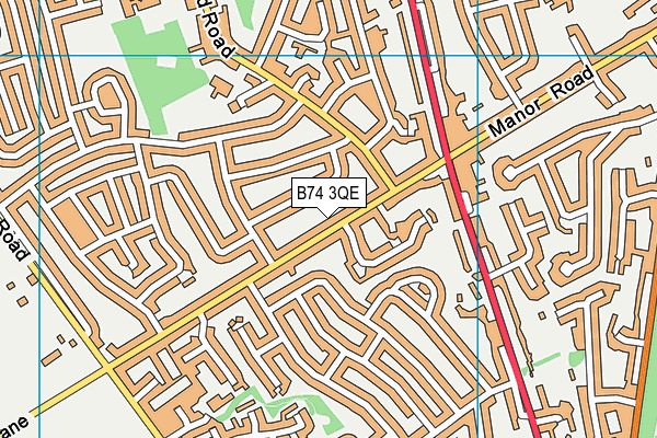 B74 3QE map - OS VectorMap District (Ordnance Survey)