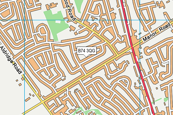 B74 3QG map - OS VectorMap District (Ordnance Survey)