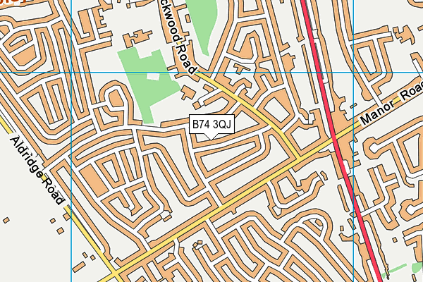 B74 3QJ map - OS VectorMap District (Ordnance Survey)