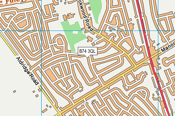 B74 3QL map - OS VectorMap District (Ordnance Survey)