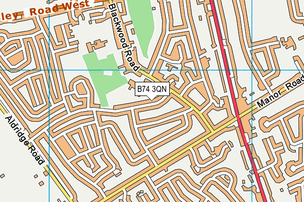B74 3QN map - OS VectorMap District (Ordnance Survey)