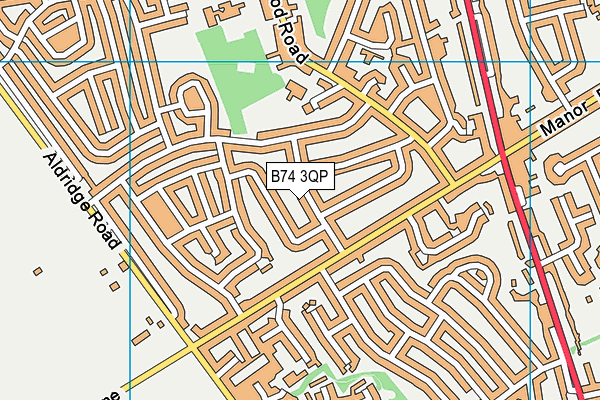B74 3QP map - OS VectorMap District (Ordnance Survey)
