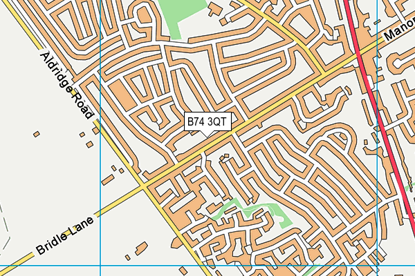 B74 3QT map - OS VectorMap District (Ordnance Survey)
