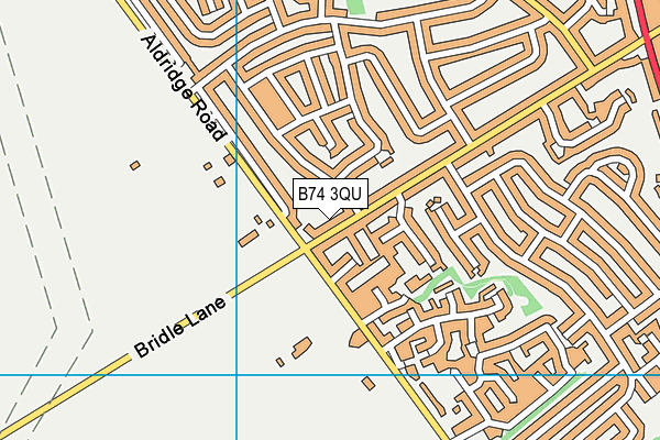 B74 3QU map - OS VectorMap District (Ordnance Survey)