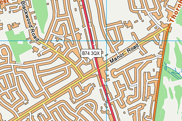 B74 3QX map - OS VectorMap District (Ordnance Survey)