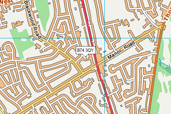 B74 3QY map - OS VectorMap District (Ordnance Survey)