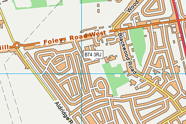 B74 3RJ map - OS VectorMap District (Ordnance Survey)