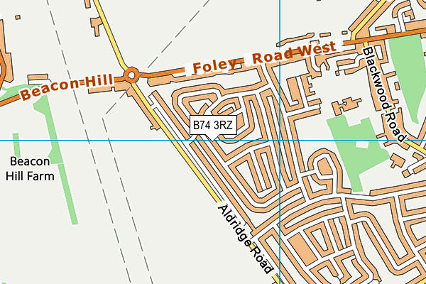 B74 3RZ map - OS VectorMap District (Ordnance Survey)