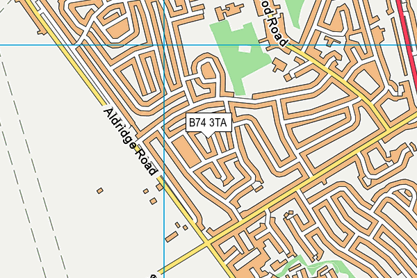 B74 3TA map - OS VectorMap District (Ordnance Survey)