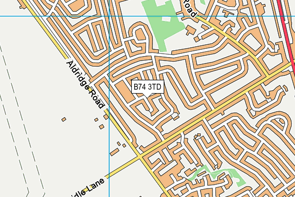 B74 3TD map - OS VectorMap District (Ordnance Survey)