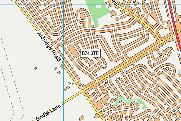 B74 3TE map - OS VectorMap District (Ordnance Survey)