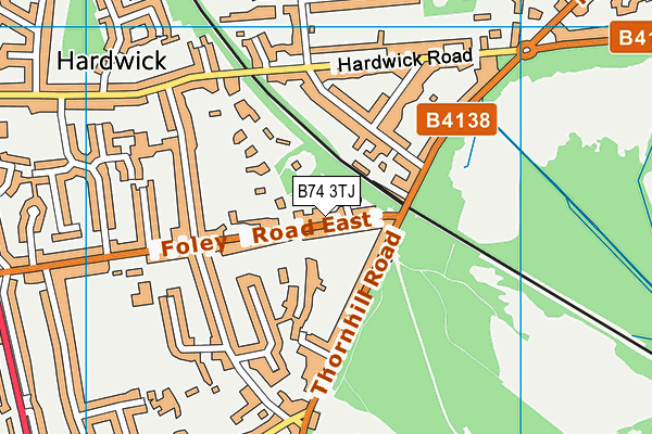 B74 3TJ map - OS VectorMap District (Ordnance Survey)