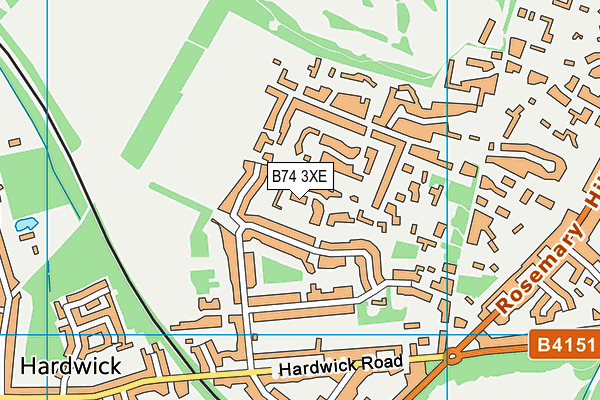 B74 3XE map - OS VectorMap District (Ordnance Survey)