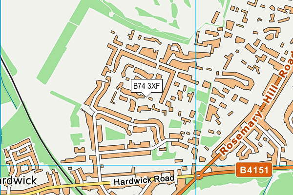 B74 3XF map - OS VectorMap District (Ordnance Survey)