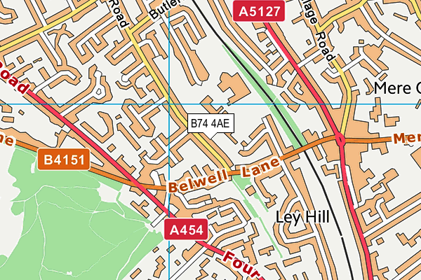 B74 4AE map - OS VectorMap District (Ordnance Survey)
